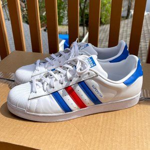 Adidas Superstar White, Blue & Red Men's Size 12